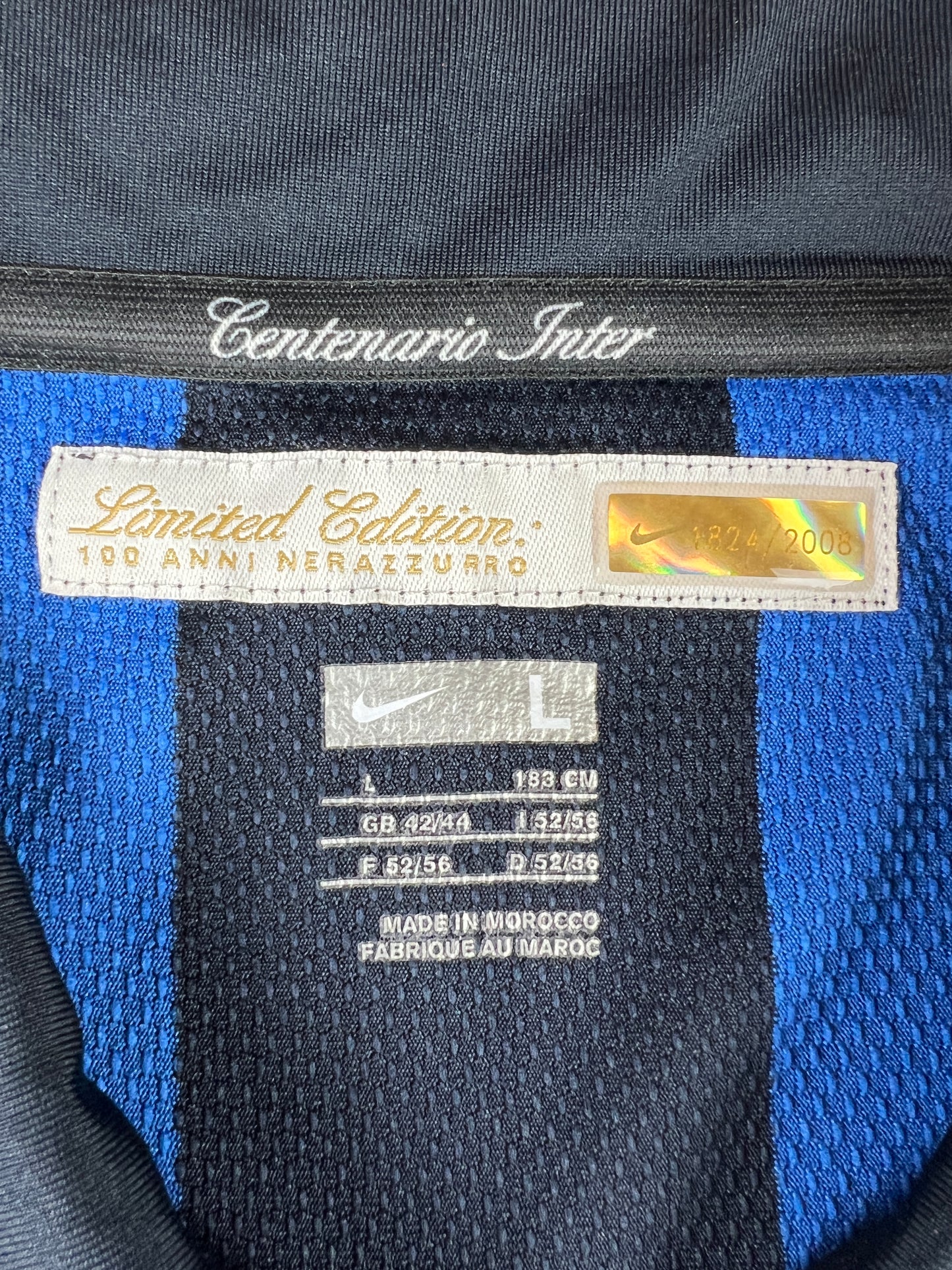 Inter Mailand 2007-08 Heim Trikot *Limitierte Version* (Nummer 1824 von 2008) "L" Nike
