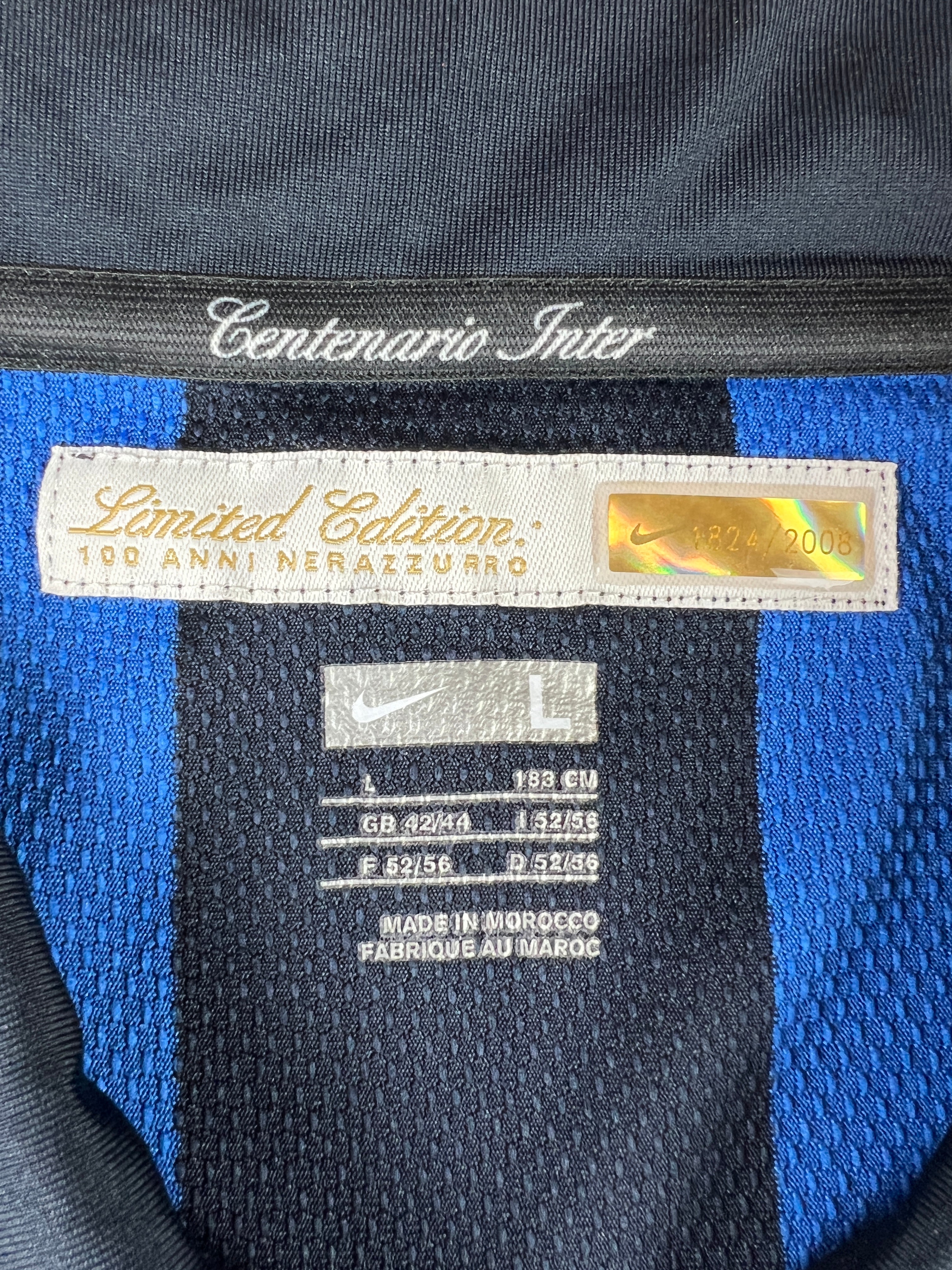 Inter Mailand 2007-08 Heim Trikot *Limitierte Version* (Nummer 1824 von 2008) "L" Nike